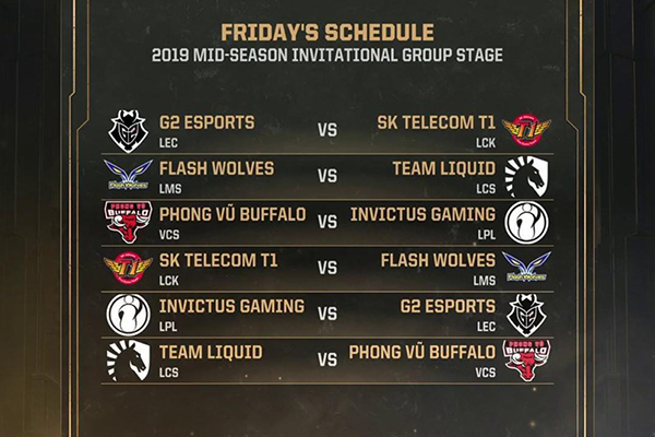 Danh sách đội hình các đội tham gia vòng bảng MSI 2019