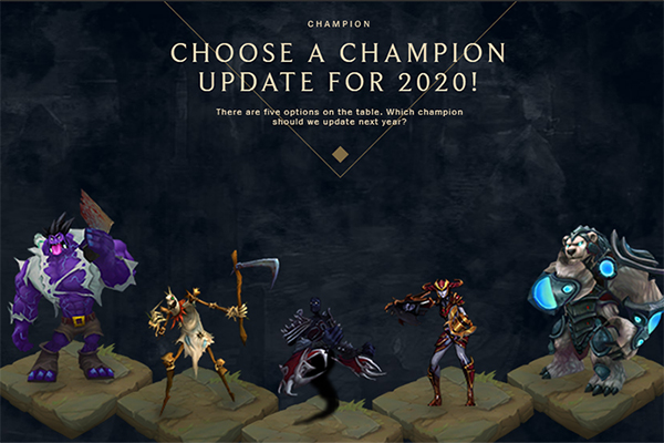 Riot mở bình chọn vị tướng sẽ được cập nhật lại trong năm 2020
