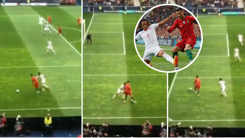 Ronaldo khiến CĐV phát cuồng khi hủy diệt hậu vệ Thụy Sĩ bằng kỹ thuật qua người siêu đẳng ở tuổi 34