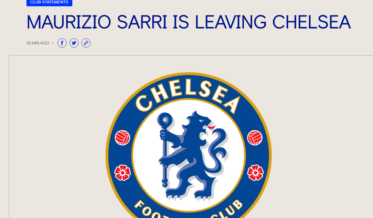 HLV Sarri đạt thỏa thuận chia tay Chelsea để trở lại Italia
