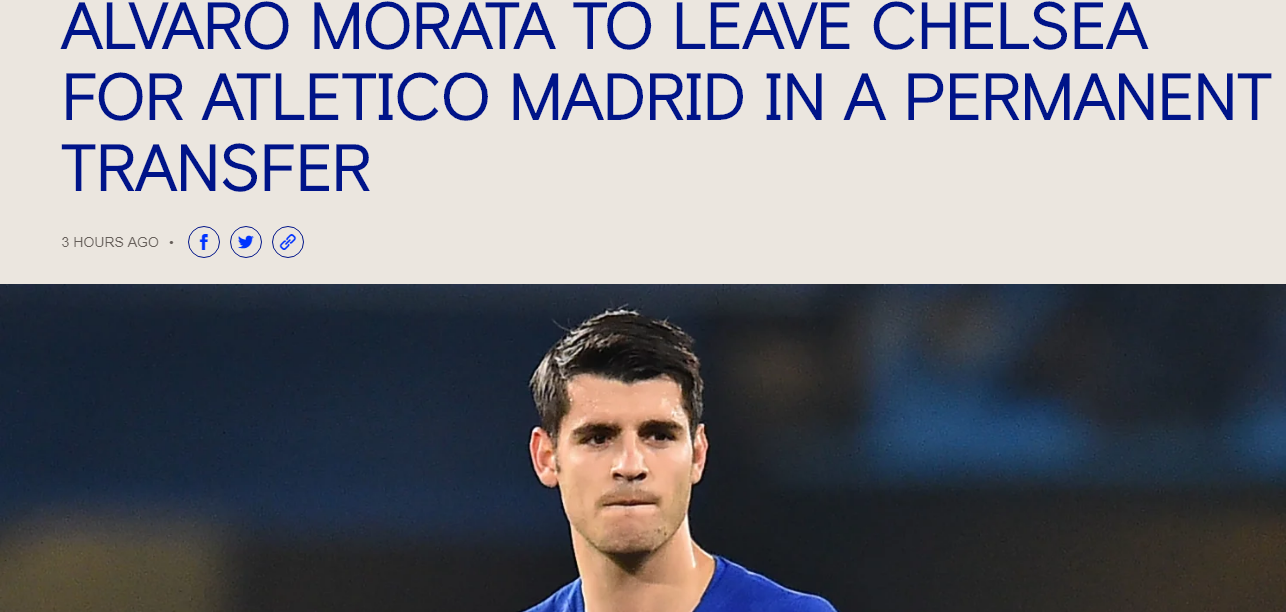 Chelsea xác nhận bán đứt Morata cho Atletico Madrid