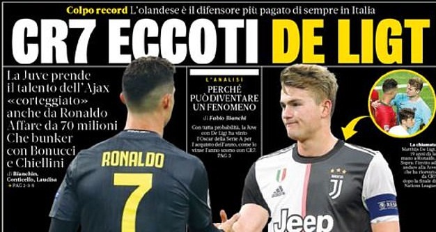 Tin chuyển nhượng tối 13/7: Báo chí Italia tiết lộ vai trò của Ronaldo trong vụ De Ligt