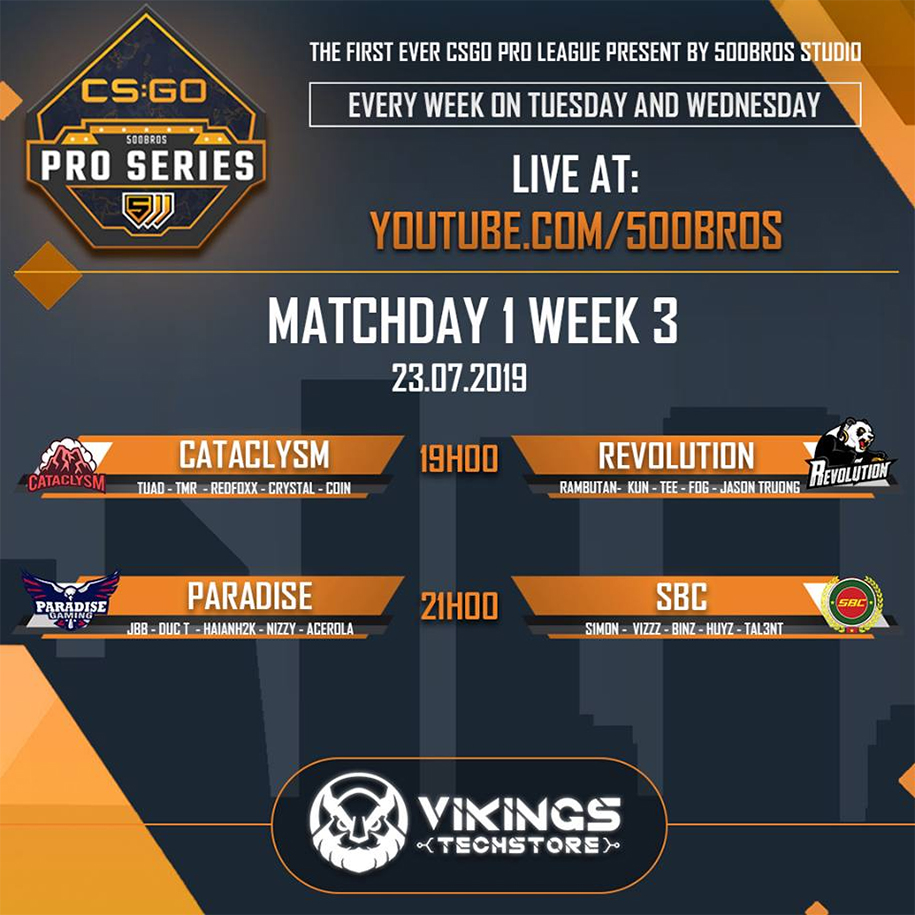 Trực tiếp CSGO 500Bros Pro Series tuần 3 ngày 1 Trực tiếp CSGO 500Bros Pro Series tuần 3 ngày 1