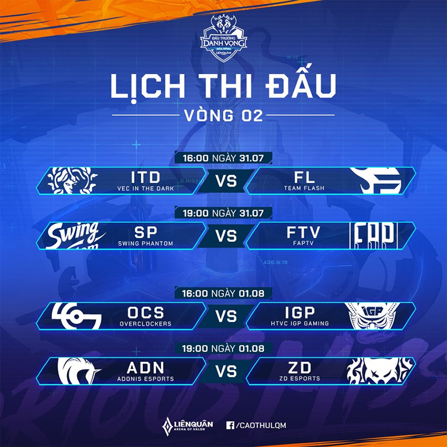 Lịch thi đấu Đấu Trường Danh Vọng Mùa Đông 2019