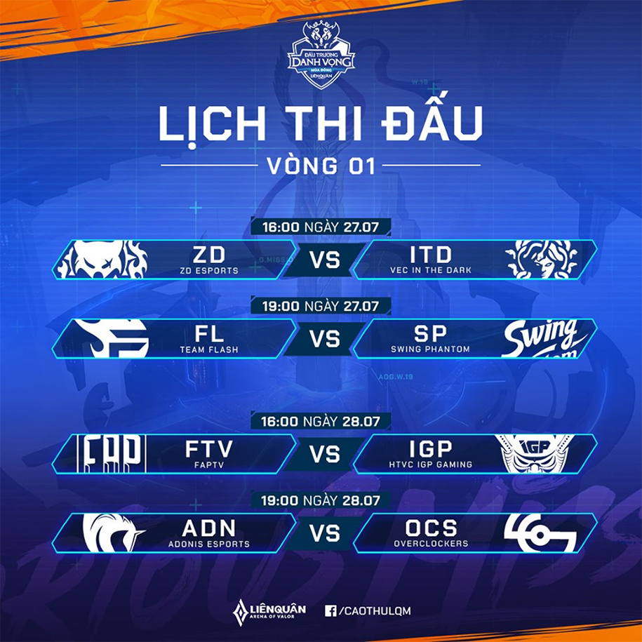 Lịch thi đấu Đấu Trường Danh Vọng Mùa Đông 2019
