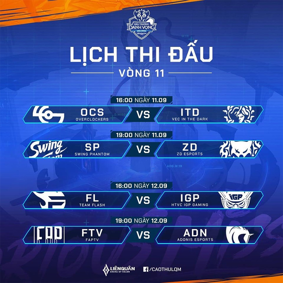 Lịch thi đấu Đấu Trường Danh Vọng Mùa Đông 2019