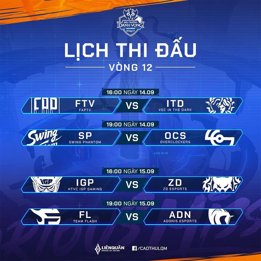 Lịch thi đấu Đấu Trường Danh Vọng Mùa Đông 2019