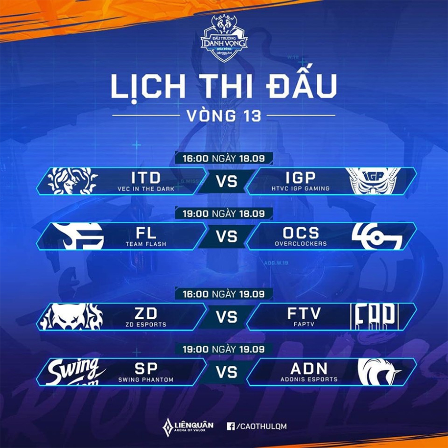 Lịch thi đấu Đấu Trường Danh Vọng Mùa Đông 2019