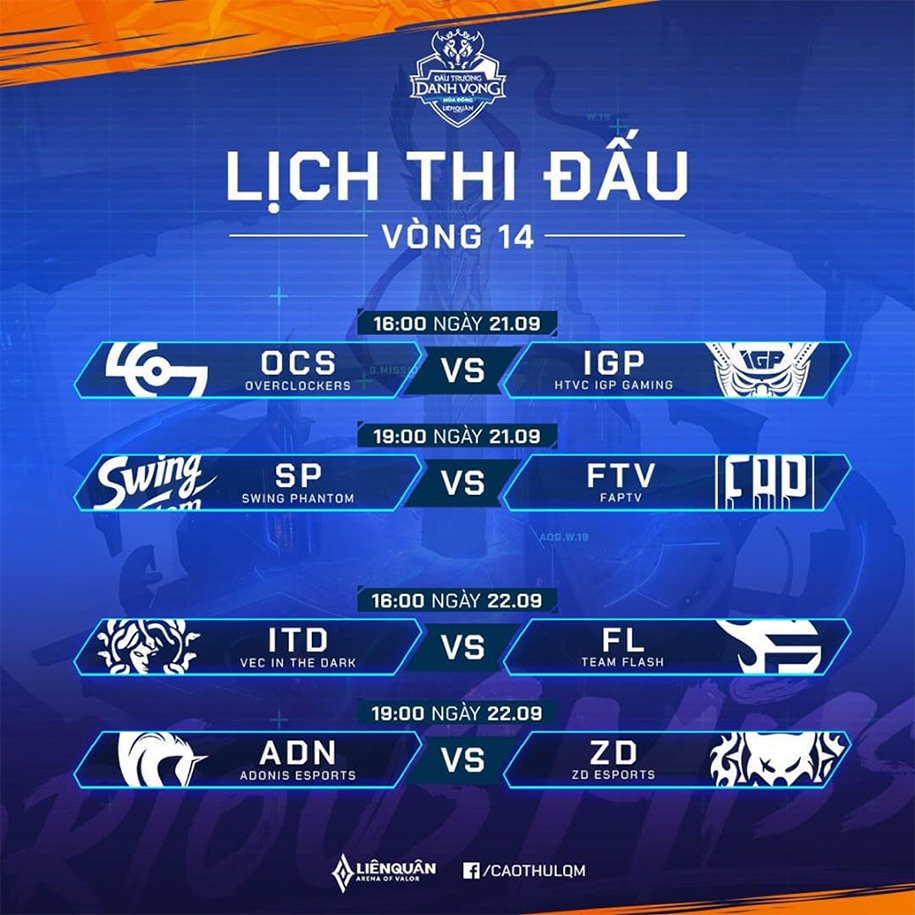 Lịch thi đấu Đấu Trường Danh Vọng Mùa Đông 2019