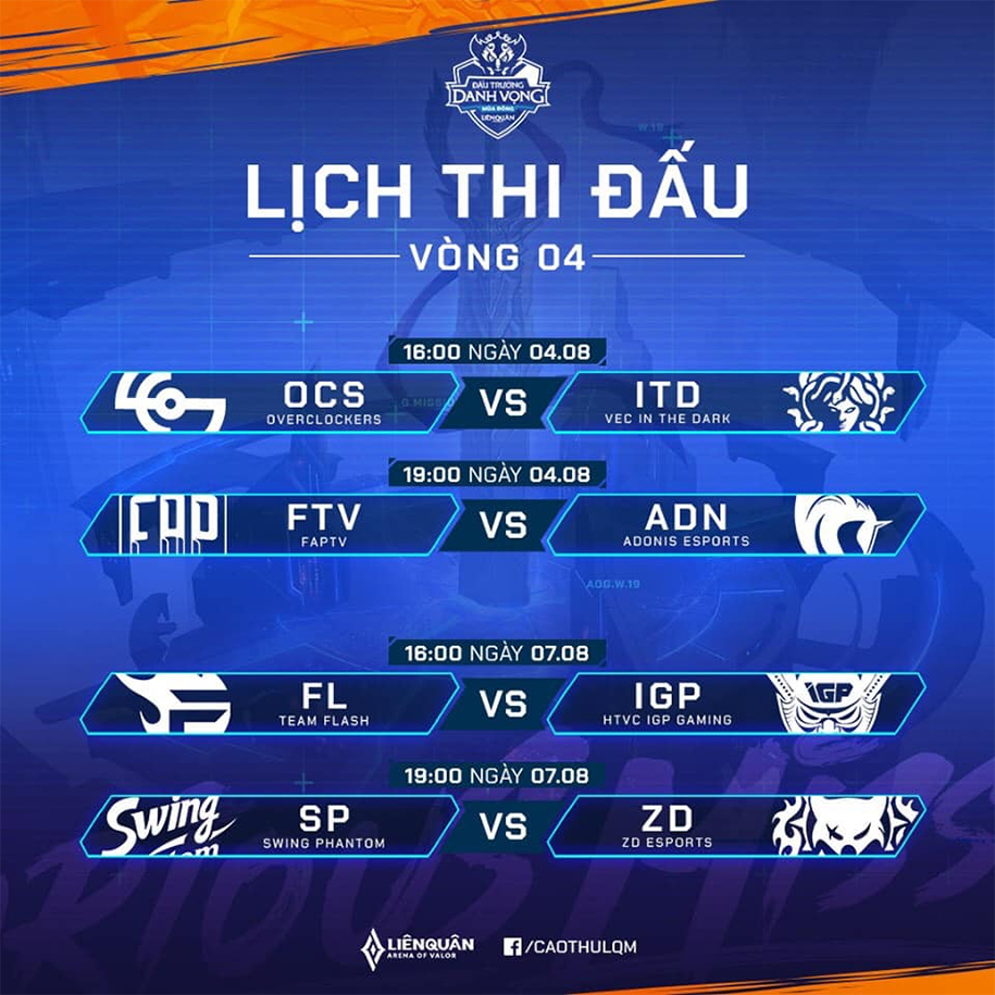 Lịch thi đấu Đấu Trường Danh Vọng Mùa Đông 2019