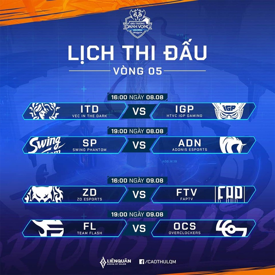 Lịch thi đấu Đấu Trường Danh Vọng Mùa Đông 2019
