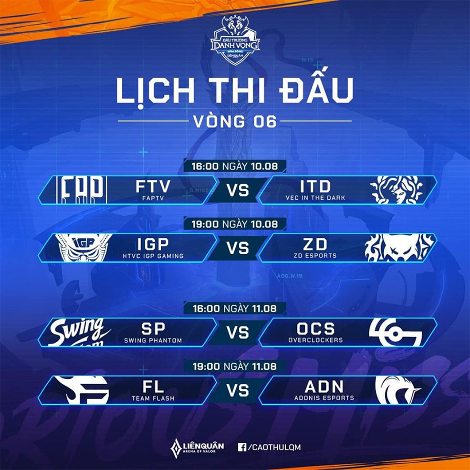 Lịch thi đấu Đấu Trường Danh Vọng Mùa Đông 2019