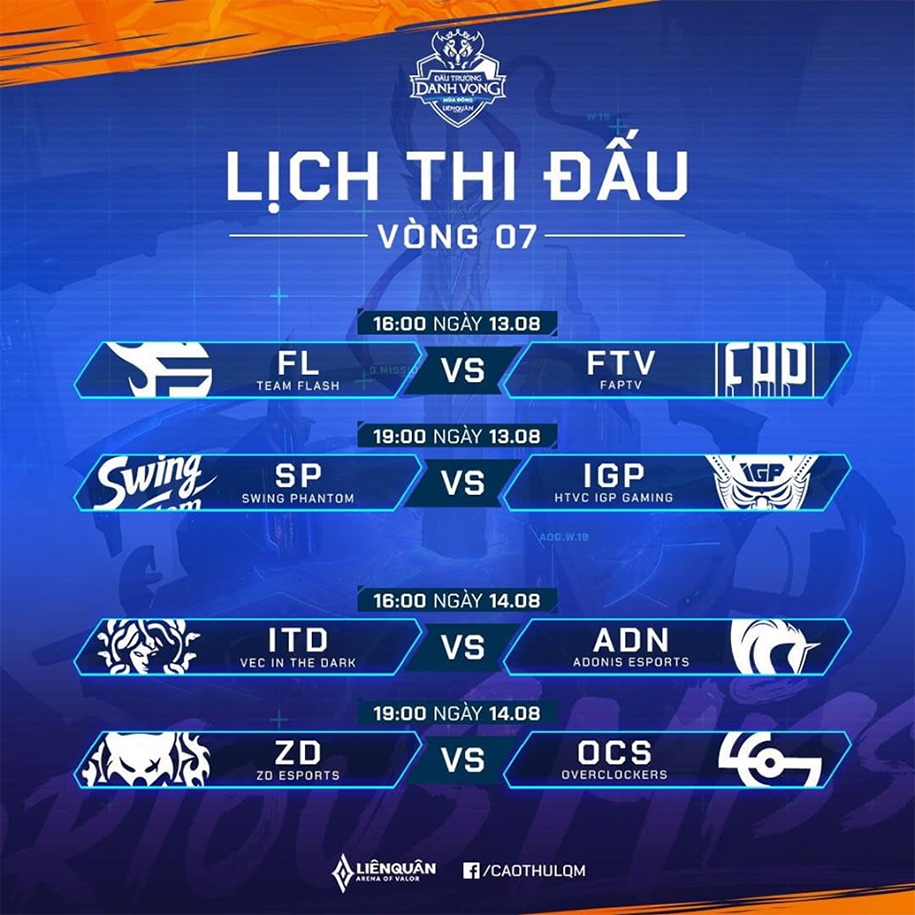 Lịch thi đấu Đấu Trường Danh Vọng Mùa Đông 2019