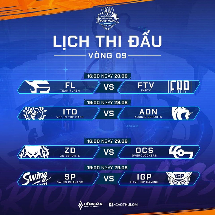 Lịch thi đấu Đấu Trường Danh Vọng Mùa Đông 2019
