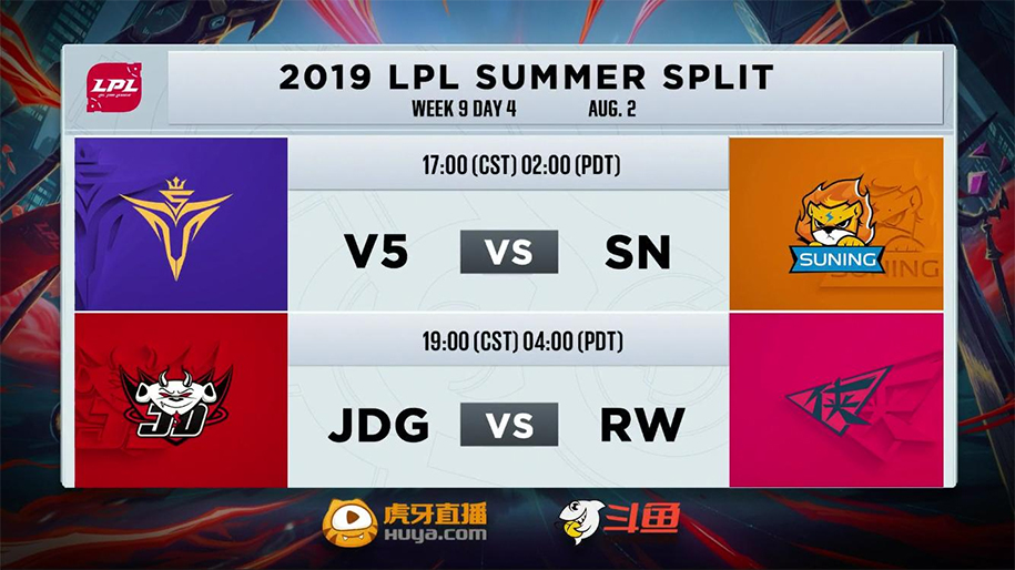 Link trực tiếp LPL Mùa Hè 2019: V5 vs SN; JDG vs RW