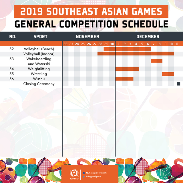 Lịch thi đấu 56 môn thể thao tại SEA Games 2019 Lịch thi đấu 56 môn thể thao tại SEA Games 2019