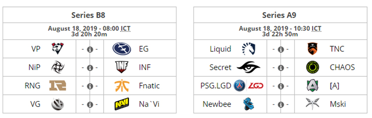 Lịch thi đấu DOTA 2: Vòng bảng The International 2019 Lịch thi đấu DOTA 2: Vòng bảng The International 2019