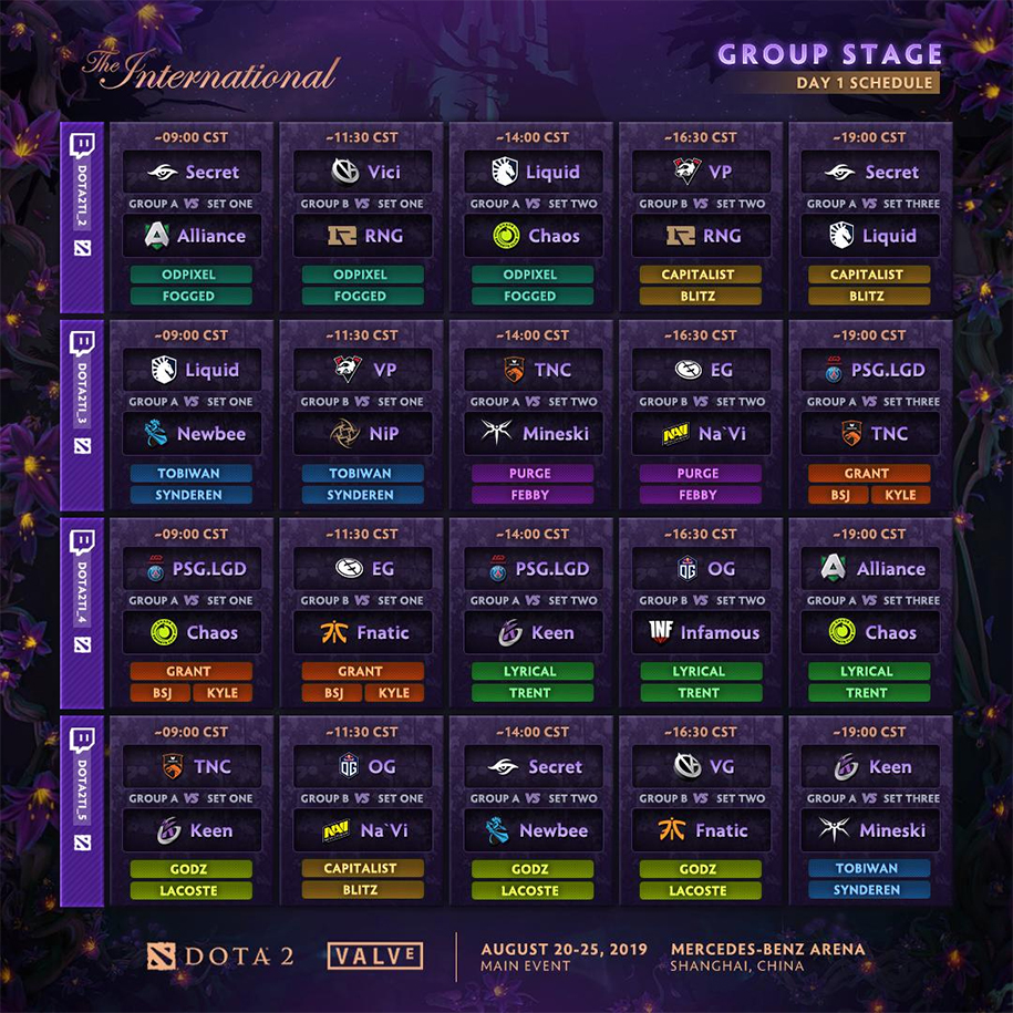 Lịch thi đấu The International 2019 Lịch thi đấu The International 2019