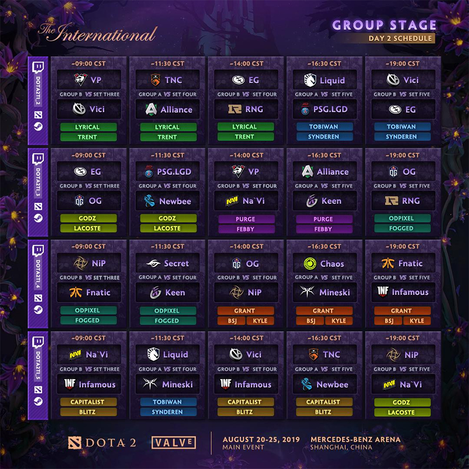 Lịch thi đấu The International 2019 Lịch thi đấu The International 2019