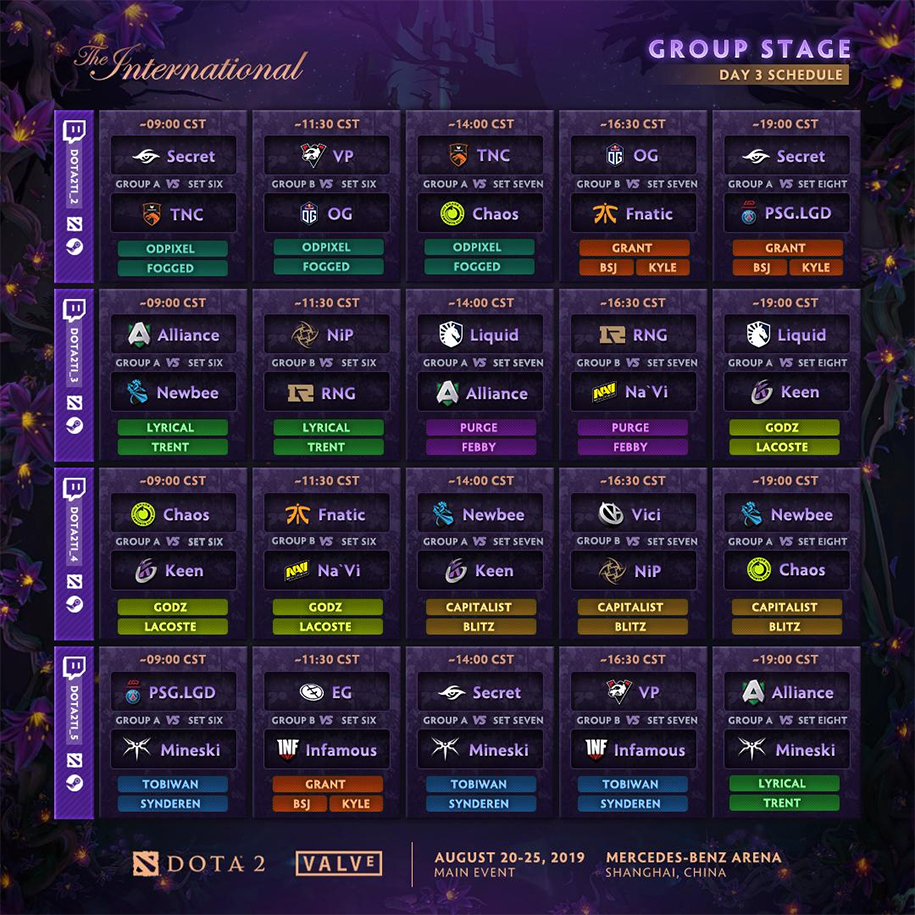 Lịch thi đấu The International 2019 Lịch thi đấu The International 2019