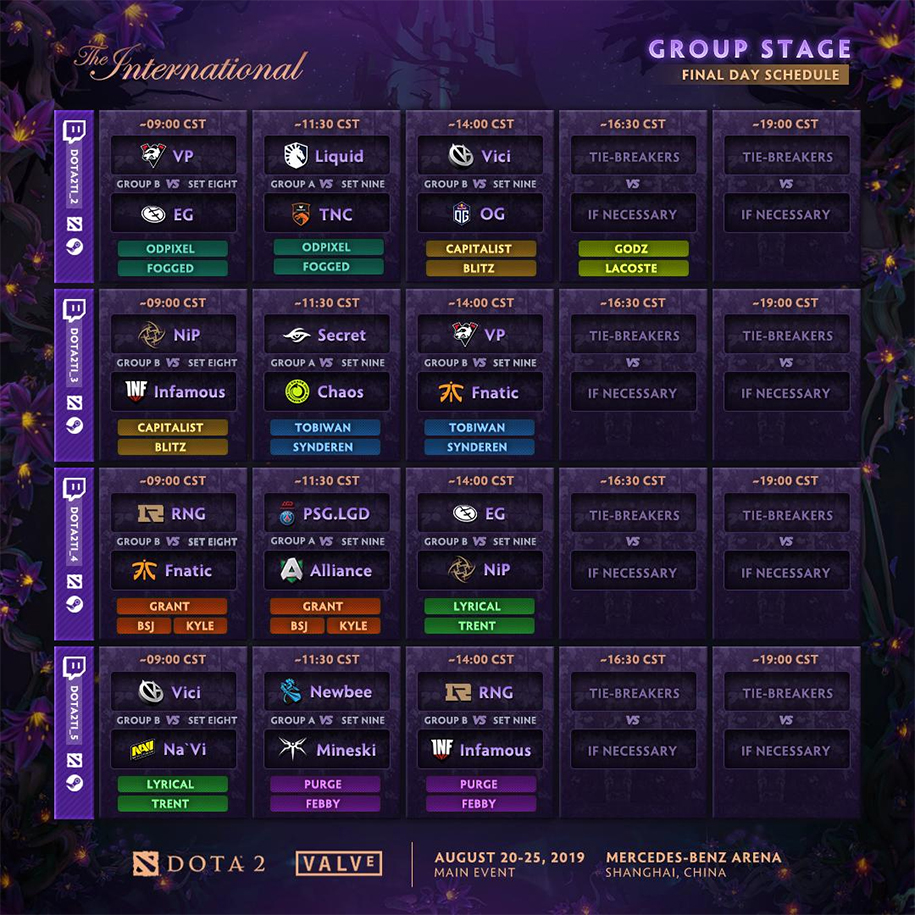 Lịch thi đấu The International 2019 Lịch thi đấu The International 2019