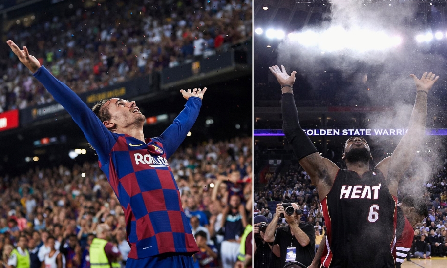 Antoine Griezmann ăn mừng giống LeBron James trong chiến thắng của Barcelona