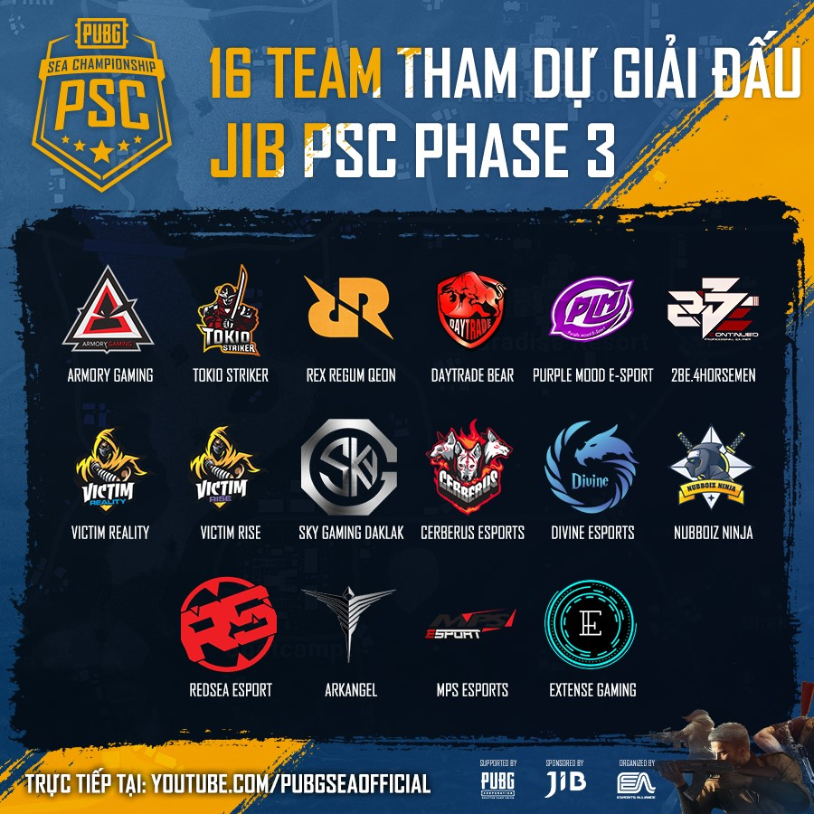 PUBG SEA Championship Phase 3: Danh sách đội tuyển tham dự PUBG SEA Championship Phase 3: Danh sách đội tuyển tham dự