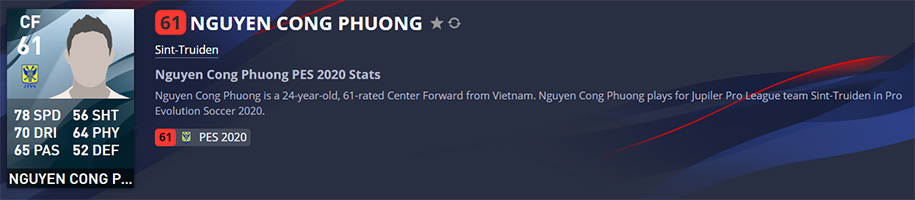 Công Phượng, Văn Lâm, Văn Hậu và Xuân Trường trong PES 2020