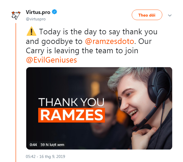 Evil Geniuses thay máu đội hình Dota 2: Ramzes666 đến, Sumail đi