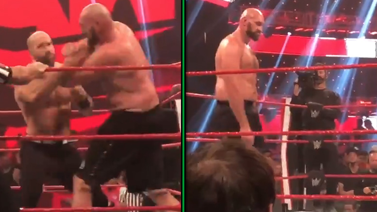 Mải can ẩu đả, Cesaro bị Tyson Fury vung đấm cho nằm sàn