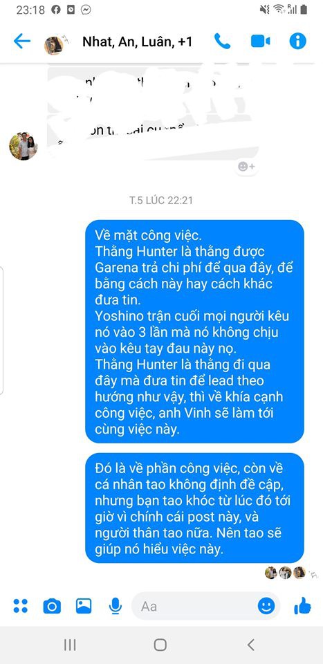 HLV Tinikun công khai chỉ trích VETV vì đưa tin vê Yoshino