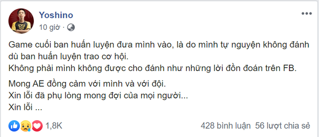 HLV Tinikun công khai chỉ trích VETV vì đưa tin vê Yoshino