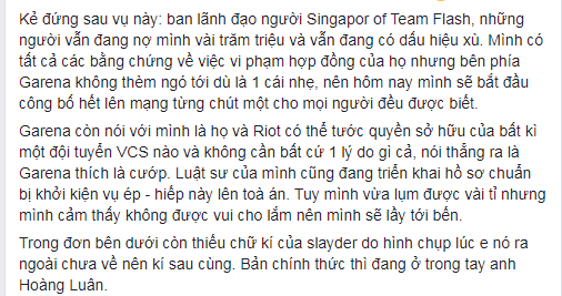 Ông chủ cũ của Team Flash tố Stark phá game, chuẩn bị khởi kiện Garena