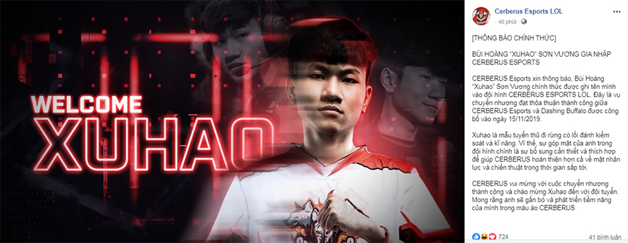 Cerberus Esports chiêu mộ Xuhao từ Dashing Buffalo