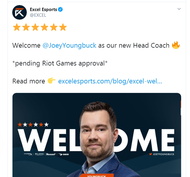 Cựu HLV Fnatic đã có bến đỗ mới: Excel Esports