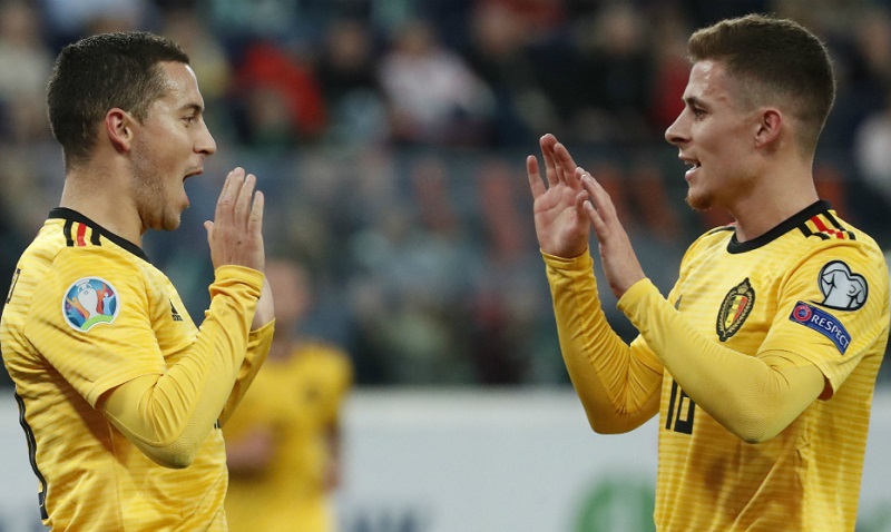 Anh em Hazard trải qua đêm đặc biệt với Bỉ ở vòng loại Euro 2020
