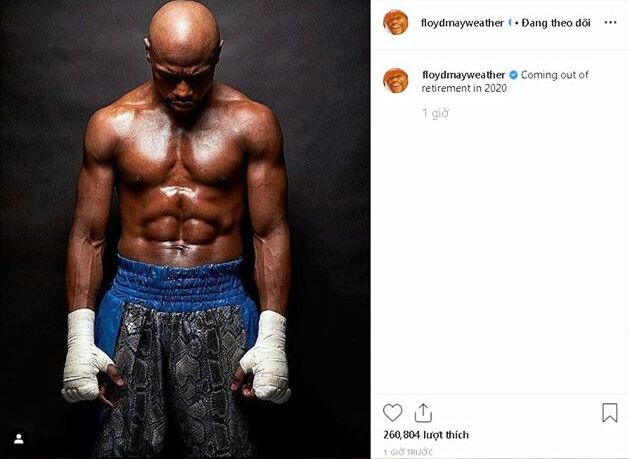 Floyd Mayweather bất ngờ tuyên bố trở lại với võ đài vào năm 2020