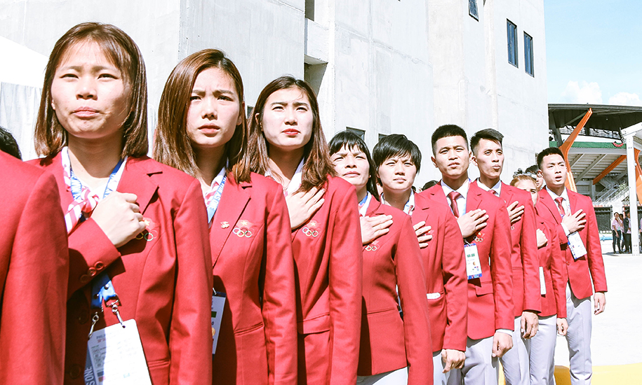 Chùm ảnh: Lễ thượng cờ của Đoàn thể thao Việt Nam tại SEA Games 30
