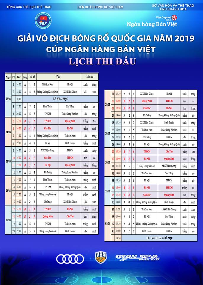 Công bố lịch thi đấu giải bóng rổ Vô địch Quốc gia 2019 Công bố lịch thi đấu giải bóng rổ Vô địch Quốc gia 2019