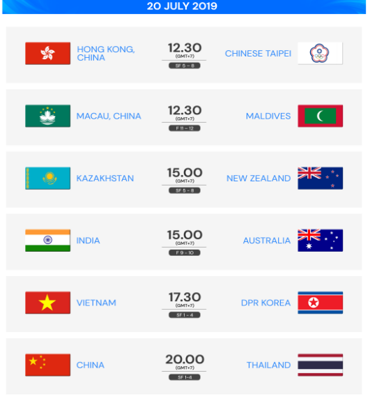 Lịch thi đấu ngày 20/7 Giải vô địch bóng chuyền nữ U23 châu Á 2019 Lịch thi đấu ngày 20/7 Giải vô địch bóng chuyền nữ U23 châu Á 2019