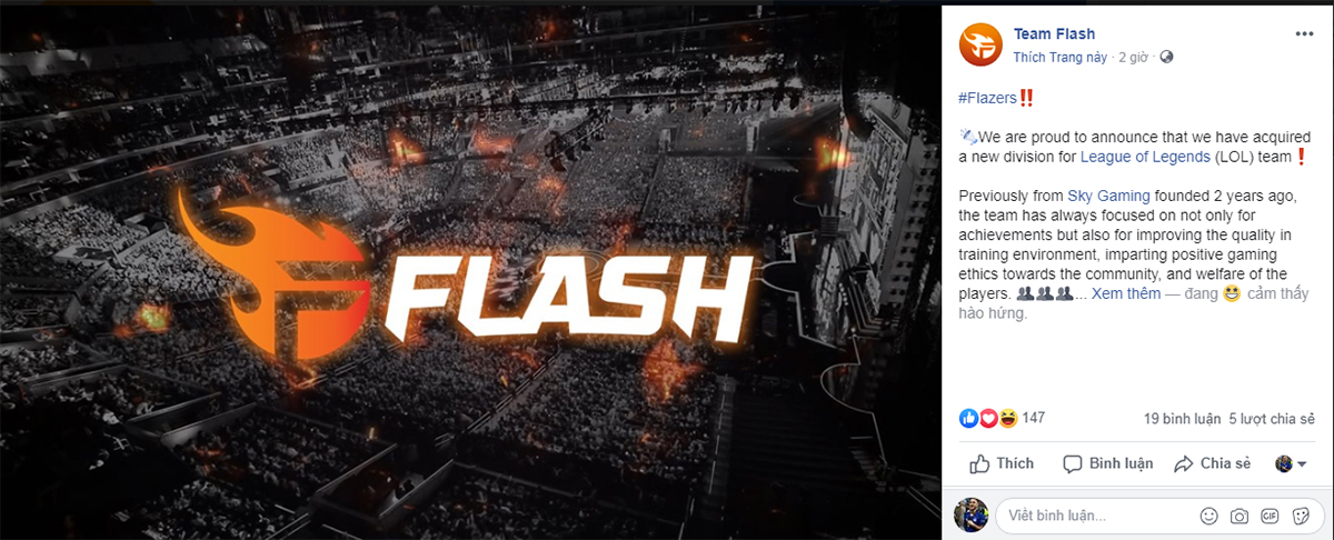 Team Flash công bố đội hình cho VCS 2019 Team Flash công bố đội hình cho VCS 2019