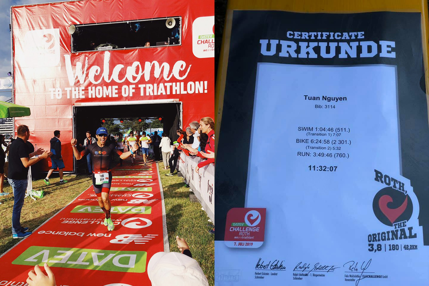 Soái ca lập kỷ lục ‘full triathlon’ của người Việt tại Challenge Roth 2019