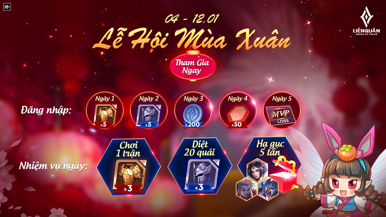 Sự kiện Lễ Hội Mùa Xuân Liên Quân Mobile: Đăng nhập là có quà