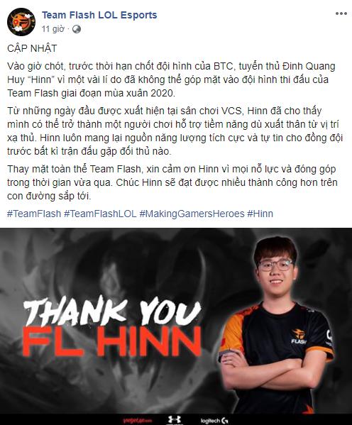Team Flash bất ngờ chia tay Hỗ trợ Hinn