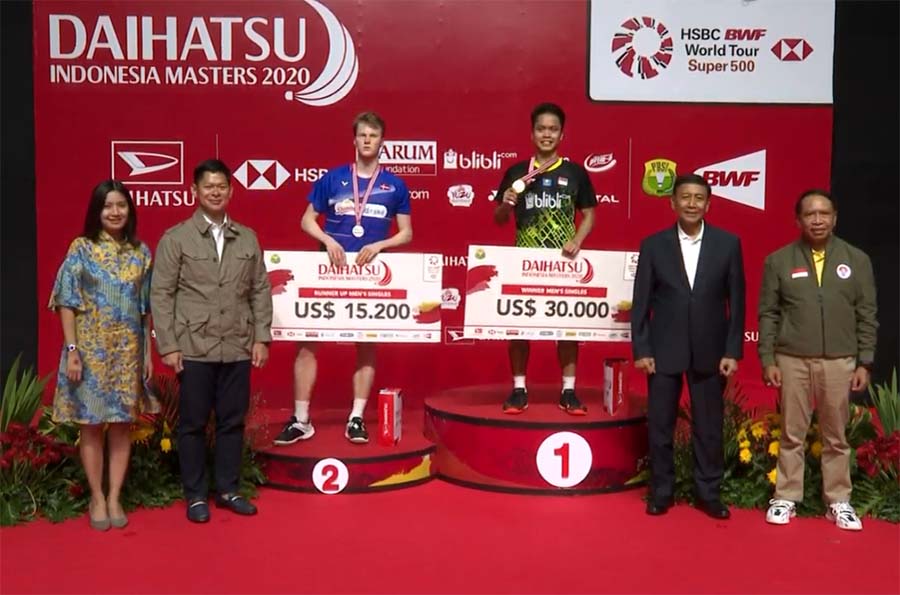 Kết quả cầu lông hôm nay, 19/1: Ginting vô địch Indonesia Masters 2020