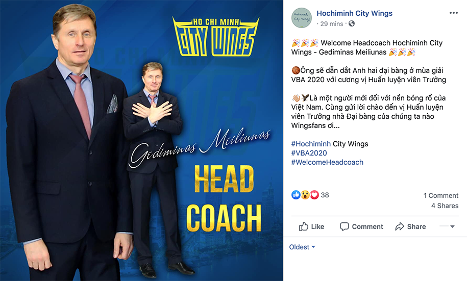Hochiminh City Wings bổ nhiệm HLV mới cho VBA 2020 Hochiminh City Wings bổ nhiệm HLV mới cho VBA 2020