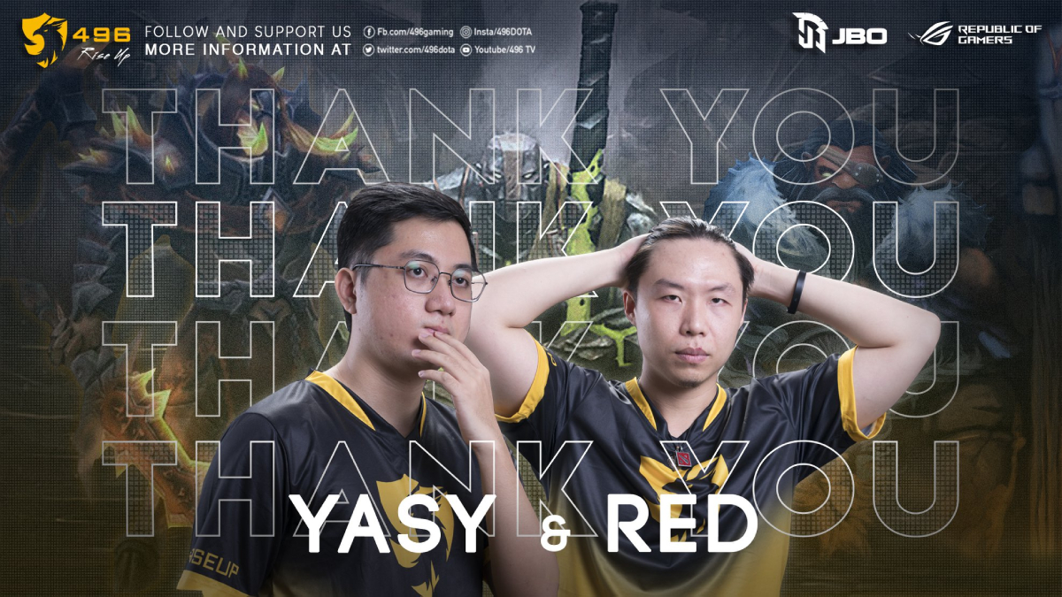 Yasy và Red bất ngờ chia tay 496 Dota 2