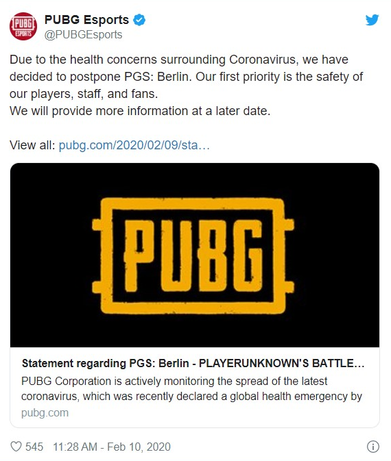 PUBG Global Series: Berlin sẽ bị trì hoãn đến cuối tháng 4