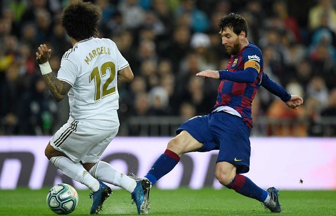 Marcelo ngăn cản Messi thành công và ăn mừng như thể ghi bàn Marcelo ngăn cản Messi thành công và ăn mừng như thể ghi bàn