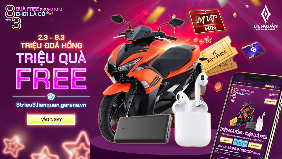Sự kiện 8/3 Liên quân Mobile: Ngập tràn phần thưởng